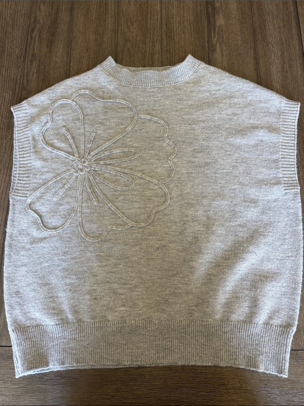 NWT PrettyGarden Gray flower Mock Neck Sweater